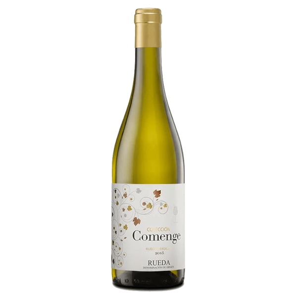 Fles Comenge Rueda Verdejo, droge witte wijn uit Rueda, Spanje