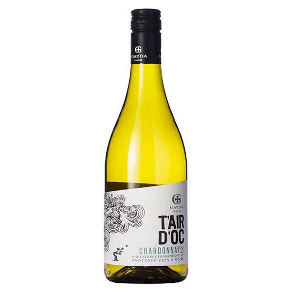 Fles Gayda T'Air d'Oc Chardonnay, witte wijn uit Pays d'Oc, Frankrijk