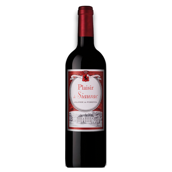 Fles Plaisir de Siaurac 2022, rode wijn uit Lalande-de-Pomerol, Frankrijk